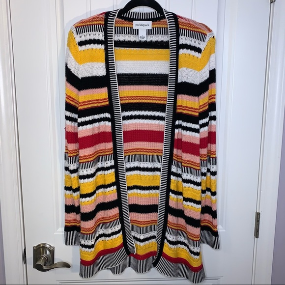 Peck & Peck Multi Color Striped Knit Cardigan - Picture 4 of 12